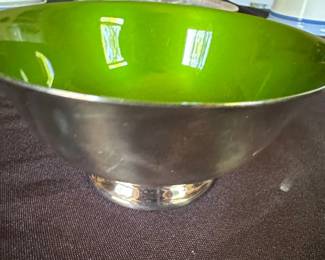 Vintage Reed  Barton Paul Revere Bowl with Green Enamel Lining second image