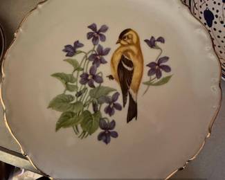 Schumann Arzberg Bavaria Gold Crown American Goldfinch  Violets Plate