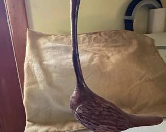 Mid Century Modern Teak Wood Crane Sculpture