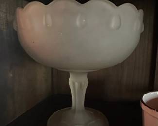 Indiana Glass Teardrop Frosted Glass Footed Compote Bowl