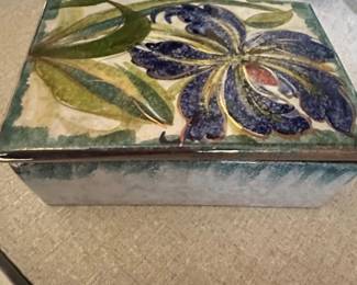 Vintage Italian Ceramic Box with Floral Motif, ITALY