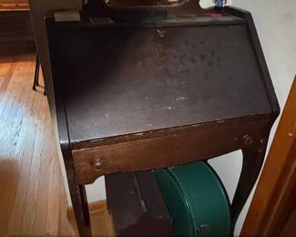Antique Tiger Oak Slant Front Secretary Desk