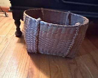 Woven Wicker Basket with Braided Handles
