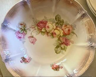 Antique PK Silesia Porcelain Bowl with HandPainted Roses