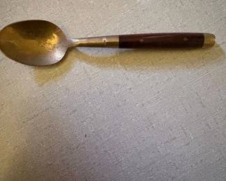 Vintage Thailand Brass and Wood Handle Spoon