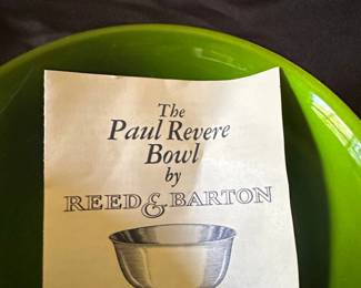 Vintage Reed  Barton Paul Revere Bowl with Green Enamel Lining fourth image