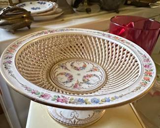 Dresden Porcelain Reticulated Fruit Basket