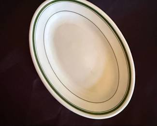 Grindley Hotel Ware Vitrified Oval Platter with Green Bands