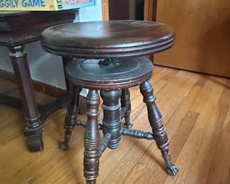 Antique Charles Parker Co. Piano Stool with Claw Feet