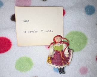 Folk Art Doll Rose of Czechoslovakia  Souvenir Doll