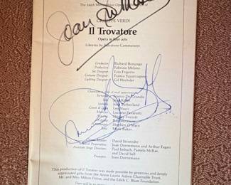 Metropolitan Opera Il Trovatore Playbill Signed by Luciano Pavarotti, Joan Sutherland, Leo Nucci, and Others