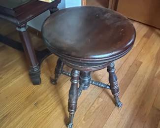 Antique Charles Parker Co. Piano Stool with Claw Feet second image