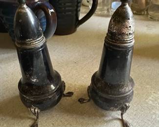 Crown Sterling Weighted Salt and Pepper Shakers with Claw Feet
