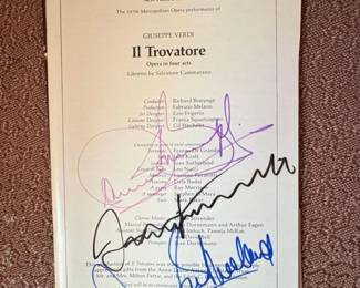 Metropolitan Opera Il Trovatore Program  November , Signed by Pavarotti, Sutherland, Nucci, Bonynge, and others