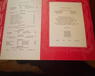 Vintage Restaurant Menu