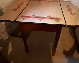 Vintage Art Deco Enamel Top Kitchen Table with Extension Leaves