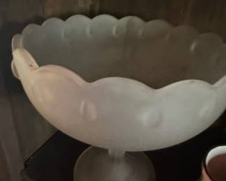 Indiana Glass Teardrop Frosted Glass Footed Compote Bowl second image