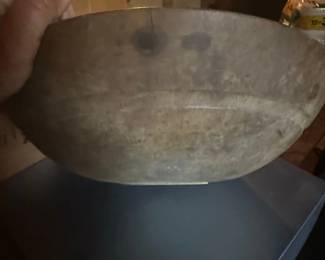 Antique Wooden Dough Bowl and Scoop Set third image