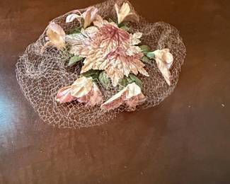 Vintage Floral Pillbox Hat with Veil