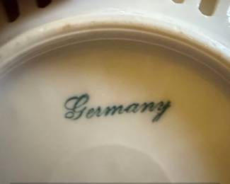 German Porcelain Reticulated Dish with Rose Floral Motif second image