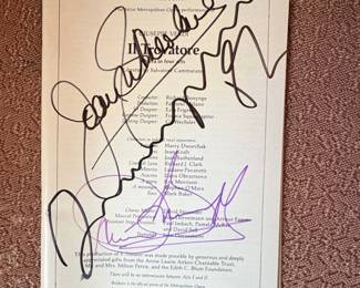 Metropolitan Opera Il Trovatore Program Signed by Luciano Pavarotti and Joan Sutherland