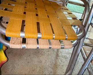Vintage Aluminum Webbed Folding Lounge Chairs third image