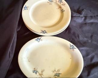 W. S. George Derwood Bluebird Pattern Plates and Platter