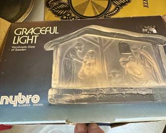 Nybro Glasbruk Graceful Light Frosted Glass Nativity Scene second image