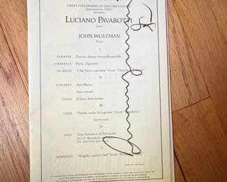Luciano Pavarotti Signed Concert Program  Avery Fisher Hall