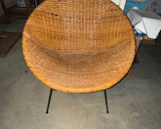 MidCentury Wicker and Iron Hoop Chair third image