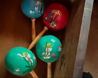 Set of HandPainted Mexican Folk Art Maracas