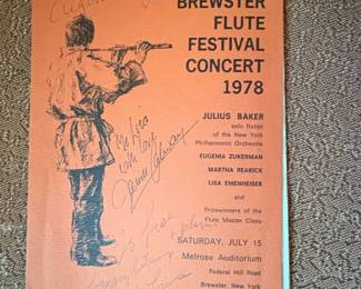 Brewster Flute Festival Concert Program Signed by Eugenia Zukerman