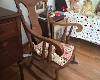 Vintage Tell City Maple Balloon Back Rocking Chair