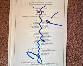 Metropolitan Opera Tosca Program  October ,  Signed by Luciano Pavarotti