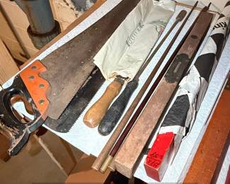 Assorted Vintage Hand Saws and Woodworking Tools