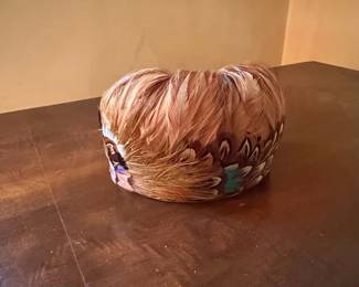 Vintage Pheasant Feather Pillbox Hat