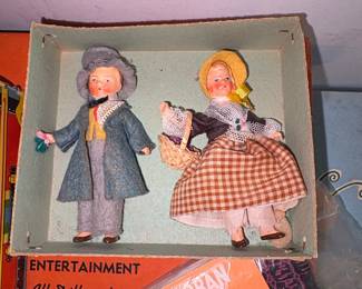 Vintage German Bisque Doll Set with Basket