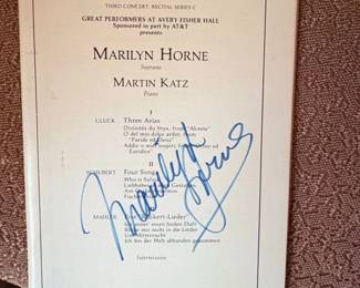 Marilyn Horne and Martin Katz Signed Program