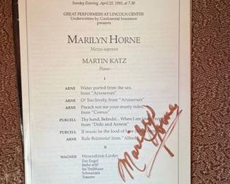 Marilyn Horne and Martin Katz Concert Program with Autographs