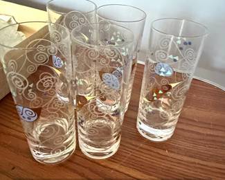 Set of Vintage Gay Fad Abstract Design Drinking Glasses