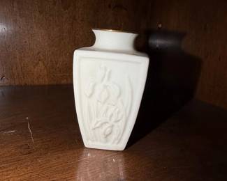Lenox Mini Bud Vase with Iris Motif and Gold Trim