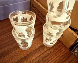 Vintage Libbey Golden Foliage Frosted Tumblers
