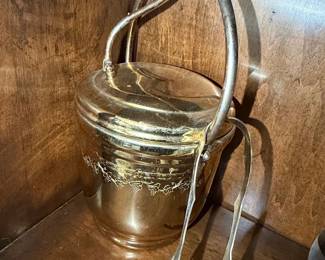 United Chromium on Brass Ice Bucket with Tongs