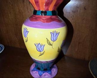 Milson Louis HandPainted Ceramic Vase with Tulips