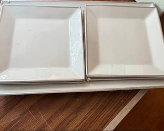 Lenox White Square Appetizer Plates with Serving Tray