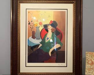 Itzchak Tarkay Happy Recollection Woman in Chair Lithograph