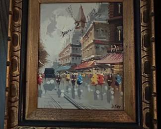 J. Riley Paris Street Scene Oil Painting