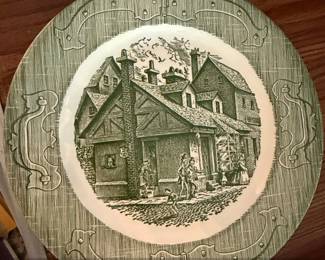 The Old Curiosity Shop Green Transferware Dinner Plate by Royal China