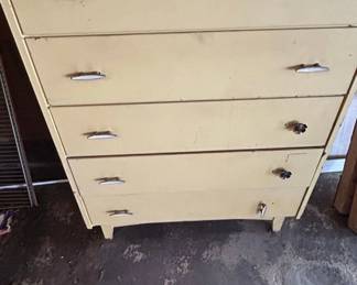 Vintage Metal Drawer Dresser with Mixed Hardware