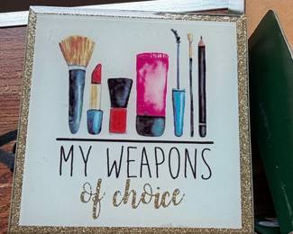 Stupell Industries My Weapons of Choice Glam Makeup Typography Decorative Box